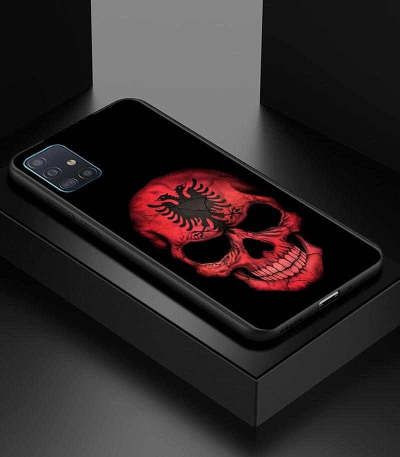 Albania Flag Bear Skeleton Phone Case for Samsung Galaxy A51 A71 A21S A12 A11 A31 A52 A41 A32 5G A72 A02S Silicon Back Cover
