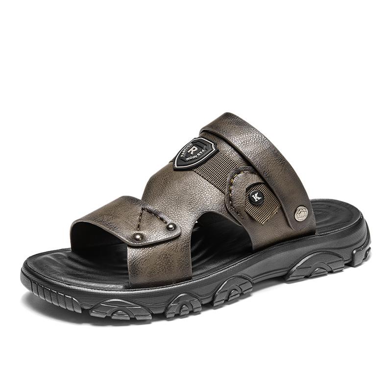 

Fashion 2024 Hot Sale Summer Men s Sandals Outdoor Non-slip Men s Beach Sandals Handmade Leather Men s Shoes Fashion Men Sneakers 44 чорний