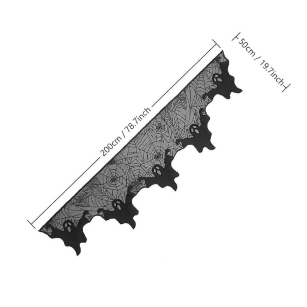 Sheer Fabric Spider Web Ghost Edge Tablecloth Gothic Style Black Lace Table Runner  Dining Table