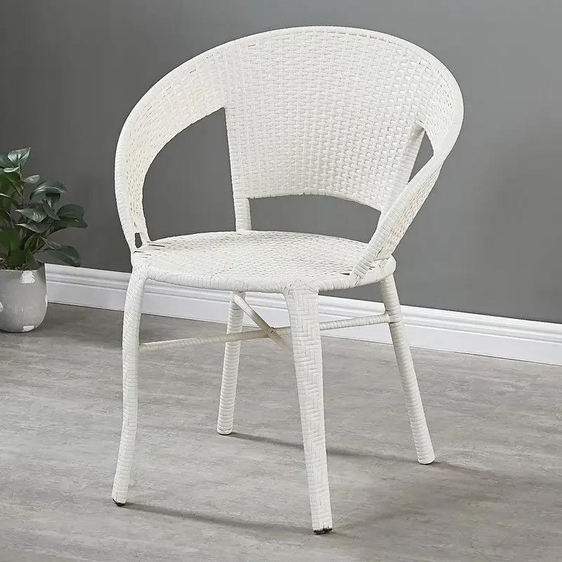 

Outdoor Single Rattan Chair – Woven Leisure Backrest Seat, Simple Design for Home Courtyard, Balcony with Small Table