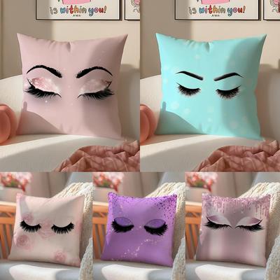 Beauty Makeup Eyelash Art Cushion Cover Pillowcase Short Plush Invisible Zipper Room Sofa Cushion Cover
