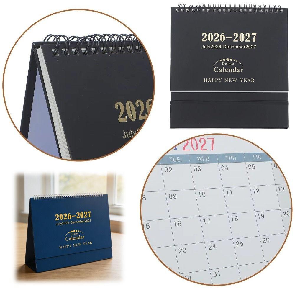 Twin Wire Binding 2026-2027 Desk Calendar Standing Flip Design Monthly Planner Home Office