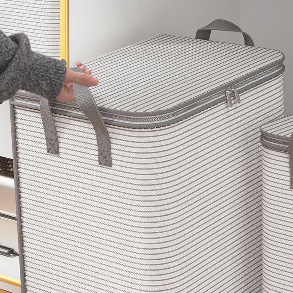 Foldable Blanket Clothing Storage Bags with Lids and Reinforced Handle Bags for Bedding and Clothes Organization
