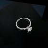 S925 Sterling Silver Six-Prong Inlaid Stone Ring with Asymmetrical Band for Women - Confession Engagement Accessory