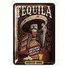 Metal Wall Art Vintage Mexican Skeleton Black Tequila Poster for Bar Garage Decor
