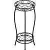 Flower flower 69cm gardening flower pot black stand, indoor, 2-tier, shelf, iron, high, rack, home, office, garden, stand, (black)