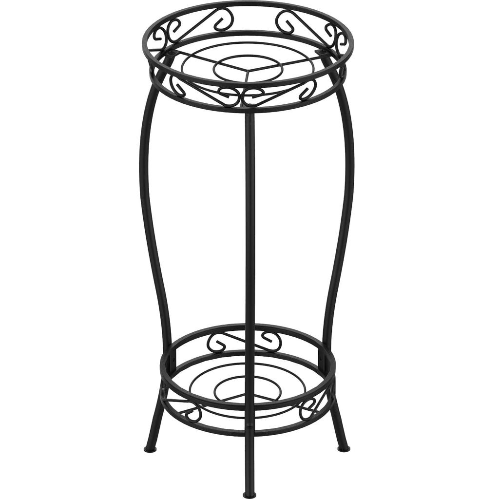 Flower flower 69cm gardening flower pot black stand, indoor, 2-tier, shelf, iron, high, rack, home, office, garden, stand, (black)