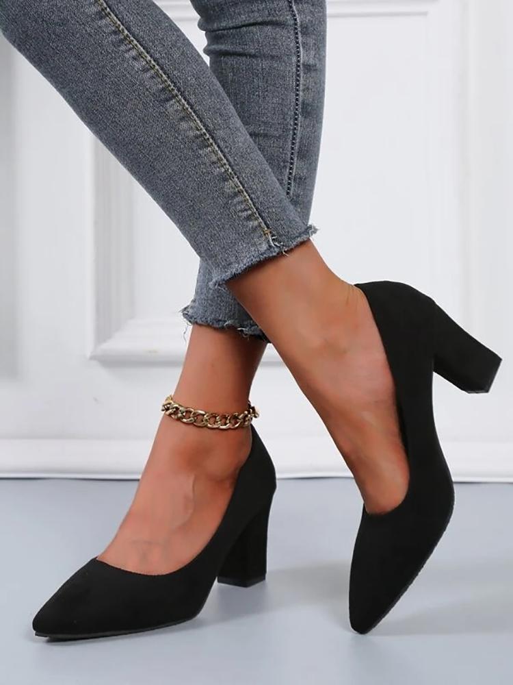 Fashion Aphixta 2025 New 7cm Chunky Heels Women Pumps Shoes Students And Mom Beige Suede Wedding Party Leisure Square Heels Plus Size