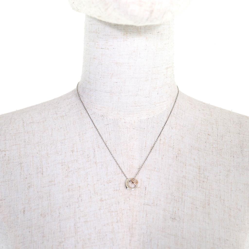 Great TIFFANY&Co. Necklace Double Open Heart Pendant Silver 925 Women Used
