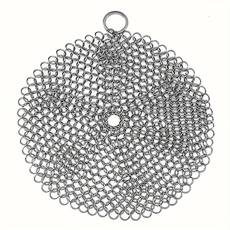 

Губка для мытья посуды из нержавеющей стали с пластиковой ручкой, многоразовый инструмент для чистки кухни для кастрюль и тарелок, круглая конструкция с петлей для подвешивания для удобного хранения