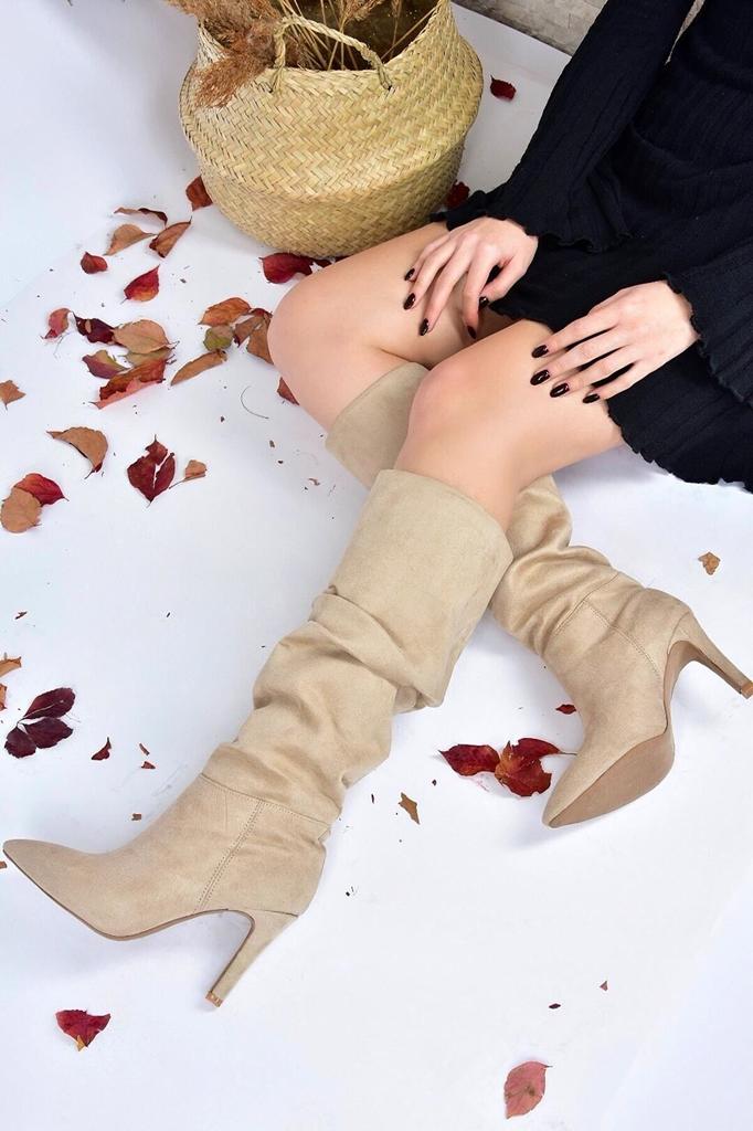 Women Modern Stylish Fashion Boots Boots Faux Leather Suede Skin Suede Thin Heel Boots
