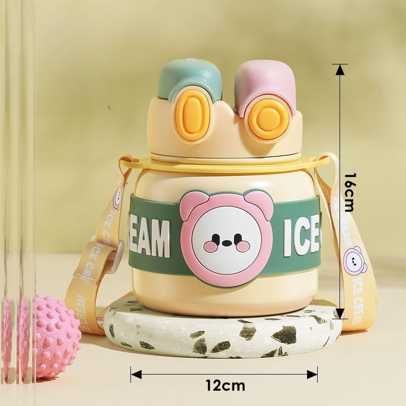 Heat Resistant Cartoon Cover Cute Girl Thermos Cup Stainless Steel Straw Pot Belly Cup Children Cute Portable Water Cup