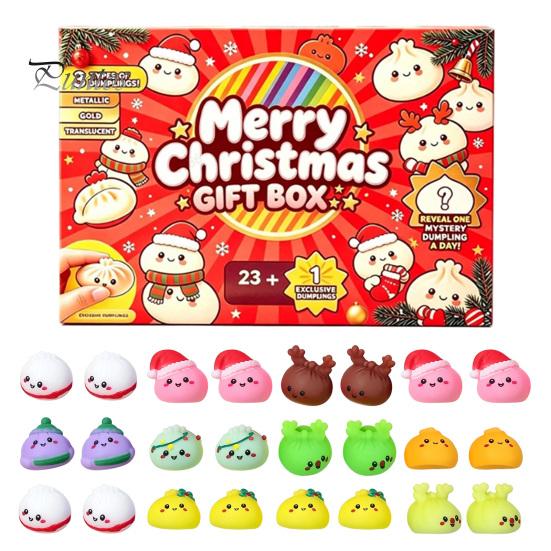 Christmas Traditions for Family Fun 2026 Dumplings Advent Calendar with 24 Mini Bun Squeeze Interactive Countdown Activity December Toys, Festive Box,