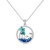 S925 Sterling Silver Summer Breeze Blue Ocean Coconut Pendant Hollowed Out Fashion Design Necklace