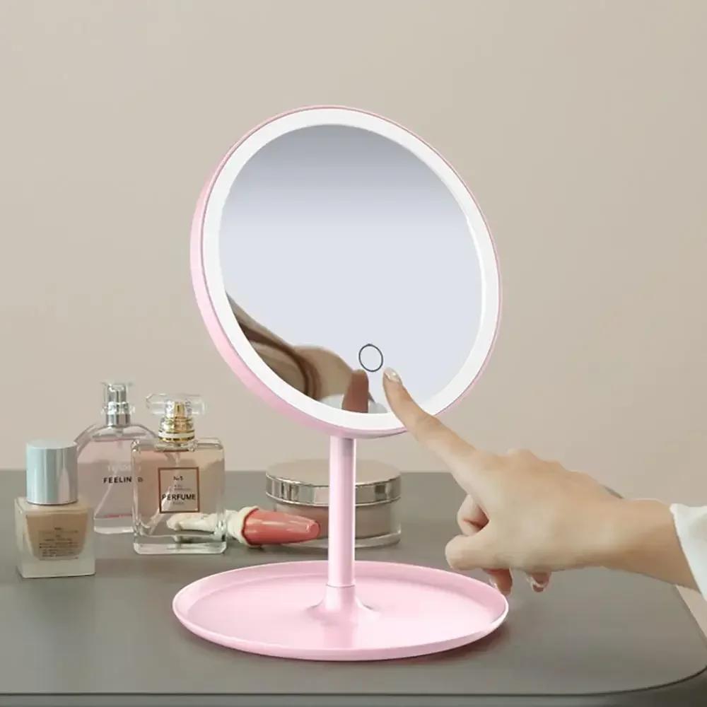 Detachable 1PC 3 Modes Makeup Mirror with Light LED Daylight Vanity Mirror Storage Base Mirror with Light Gift USB Rechargable