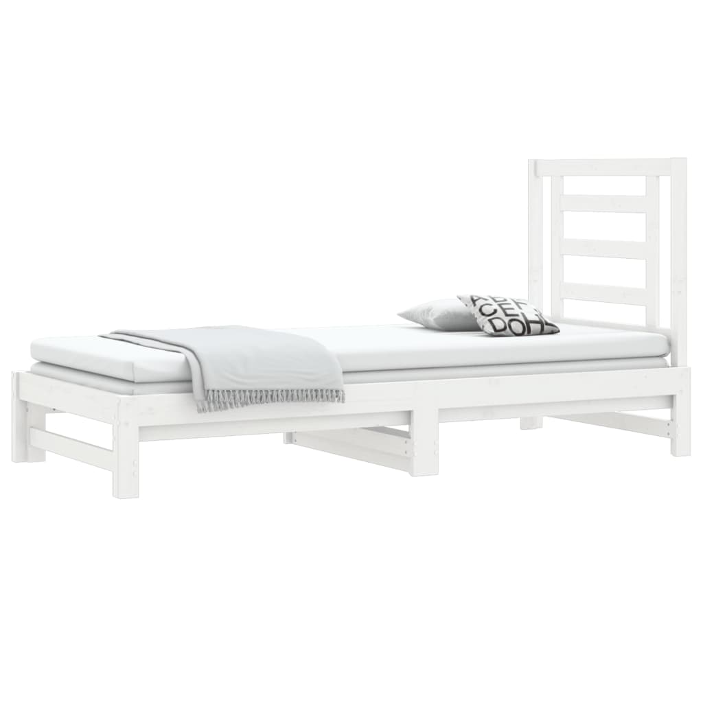 Vidaxl Extendable Bed, White, 2X(90X190) Cm, Light Pine Wood