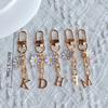 Metal Daisy Letter Keychain Fashion A-Z 26 Letters Keyring Charms Mobile Phone Key Holders Bag Pendant Accessories Couple Gift
