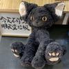 35 CM Cute Black Cat Plush Toy Throw Pillow Khaki Curly KUKI Black Cat Long Hair Doll Big Eyes Festive Gift GivingChild Birthday Gift