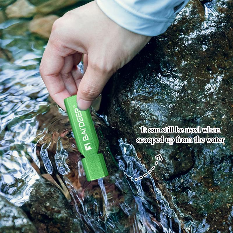 Aluminum Alloy High Decibel Whistle Keychain Double Pipe With Rope Camping Hiking Whistle 5 Colors Outdoors Portable Tools