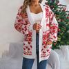 Vintage Christmas Knitwear Cardigan Loose V Neck Sweater Long Sleeve Top Winter Autumn Print Fashion