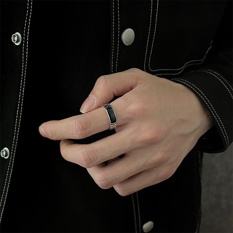 Geometric Chessboard Ring Men Women Adjustable Sterling Minimalist Statement Jewelry