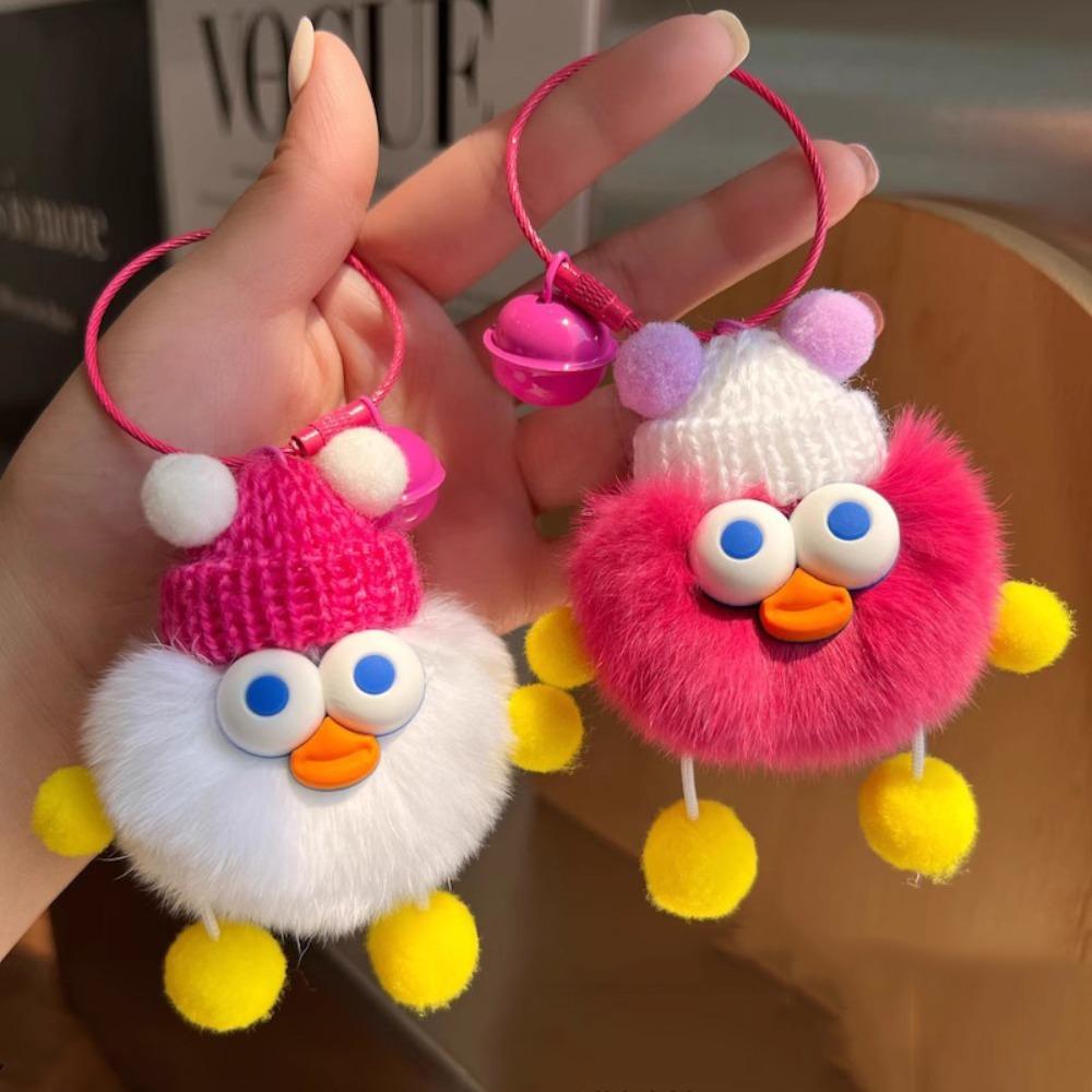 Duckling Rex Rabbit Hair Ball Keychain Plush Pendant  Exquisitely Crafted   Birthday Gifts