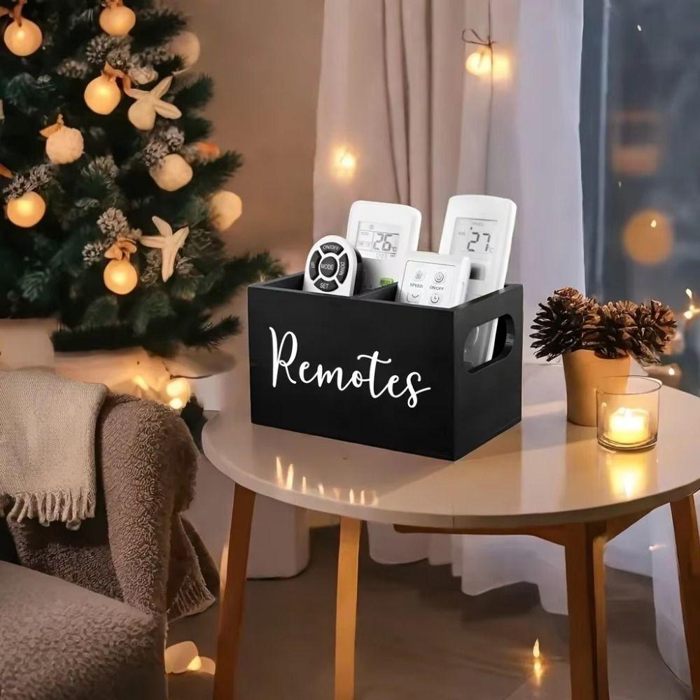 2 Compartments Desktop Storage Box Portable Wooden Partition Storage Box Home Organization