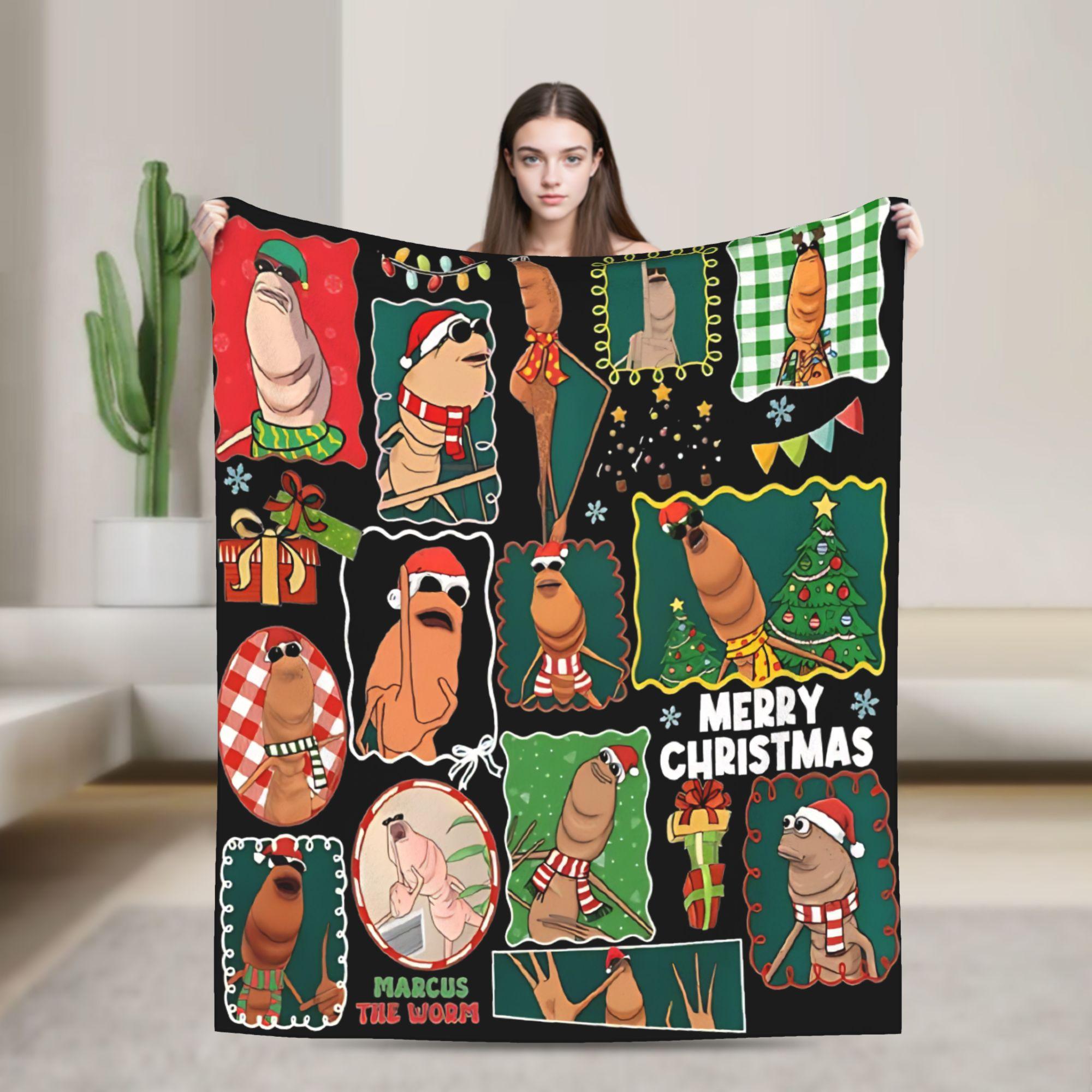 Marcus The Worm Funny Meme Robert Help Blanket  Flannel Vintage Soft Throw Blanket for Home Summer 100x150cm