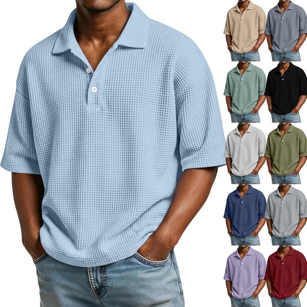 Men's Casual -Weave Collared Workwear Pocket Lightweight Breathable Short-Sleeve Shirt