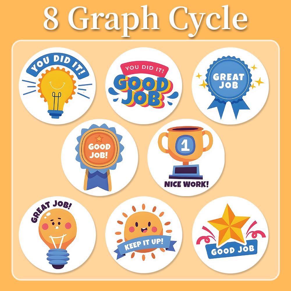 500-Piece Cross-Border English Reward Stickers: DIY Children’s Encouragement Die-Cut Roll
