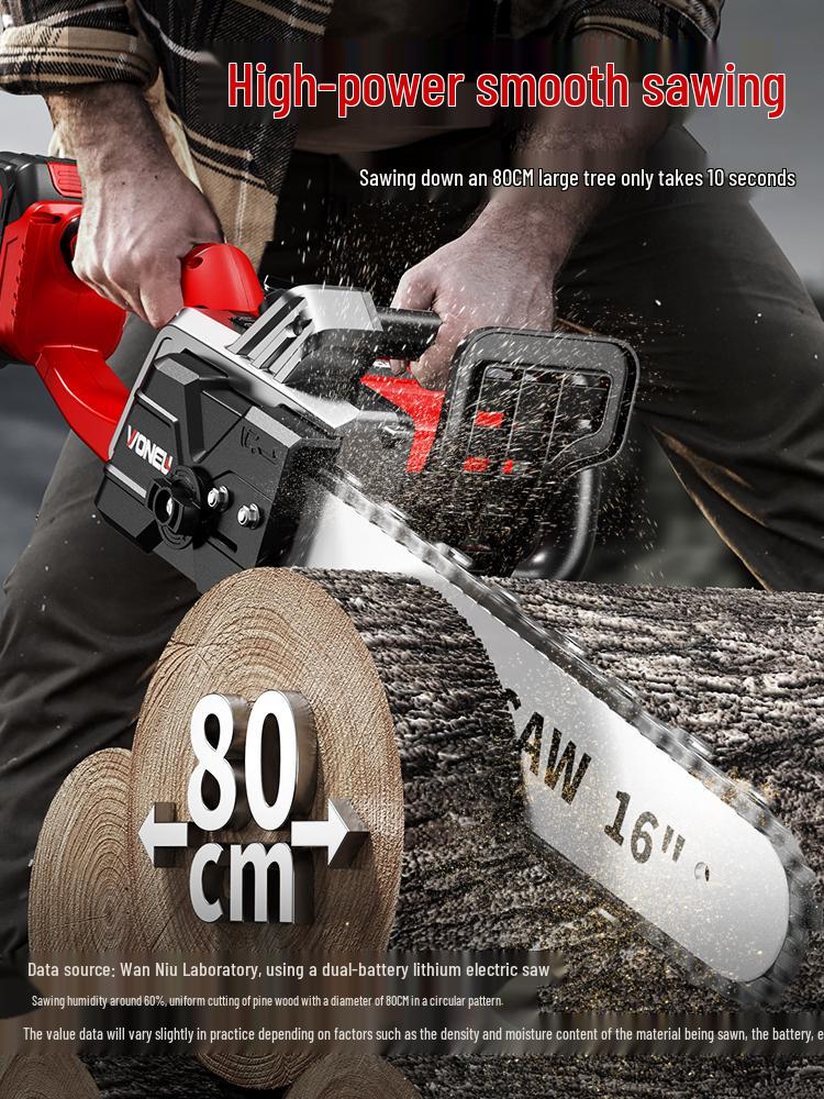 High-Power Rechargeable Handheld Electric Chainsaw with Lithium Battery for Tree Felling and Logging