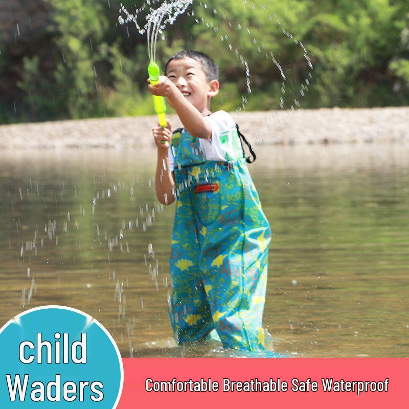 Kids' Waterproof One-Piece Waders for Sand, Water Play, and Rain with Boots