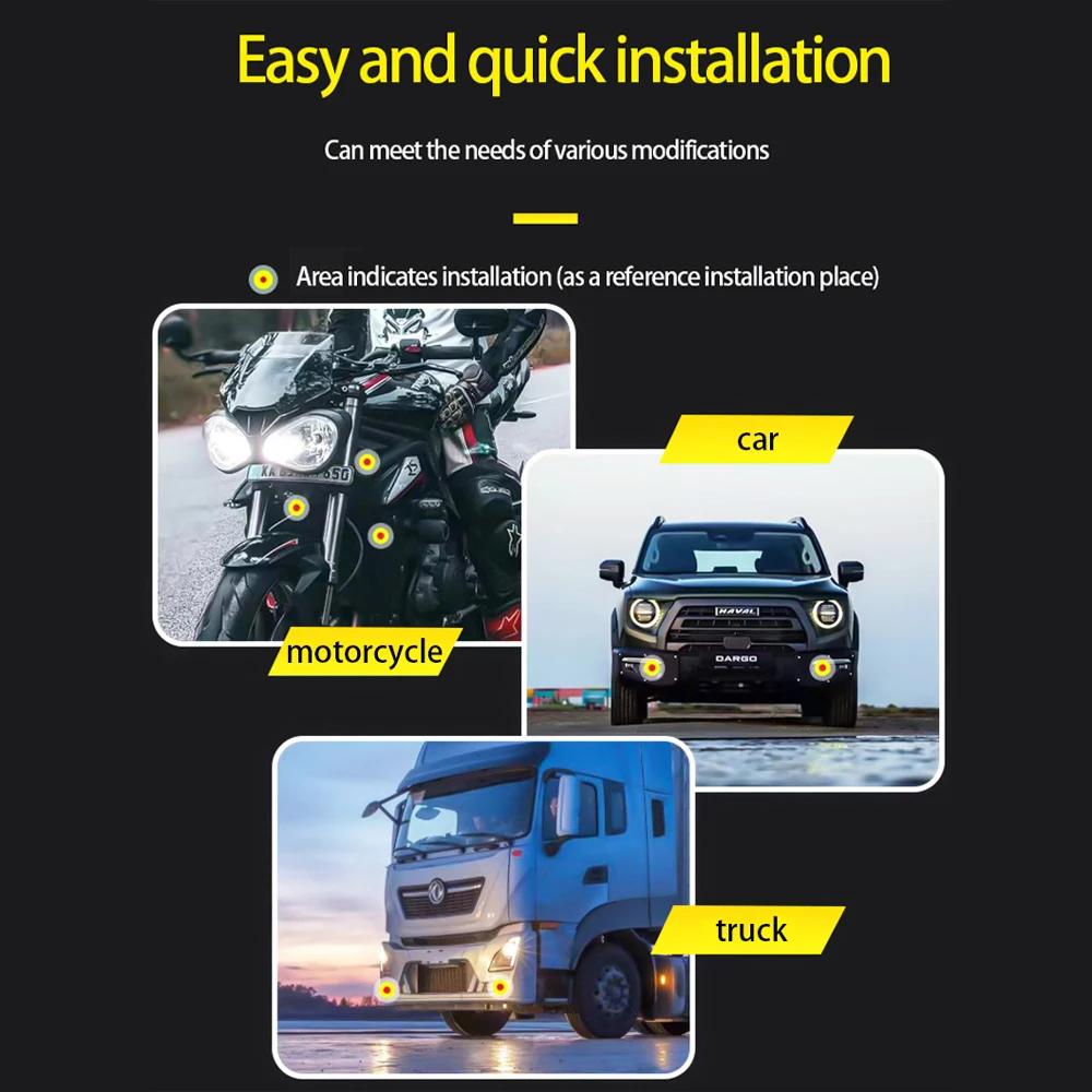 New Motorcycle Three-eye LED Spotlight, Electric Vehicle Modified Light, Motorcycle Waterproof Headlight, External Spotlight