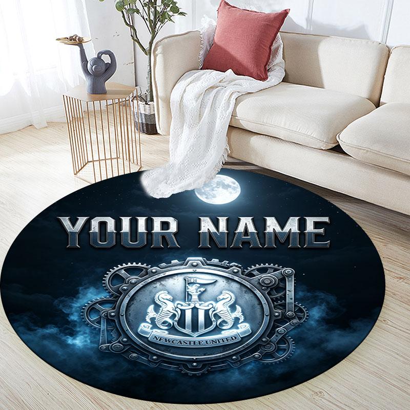 Custom Name,Newcastle United Pattern Round rug,Carpet Rug for Living Room Bedroom Playroom ,Non-slip Floor Mat,Holiday Gifts and Birthday Gifts.