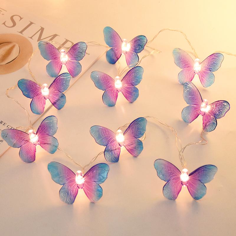 1.5M 10LED Butterfly Strings Garland Girls Butterfly Brithday Party Wedding Home Decorations Kids Christmas Gift Fairy Light