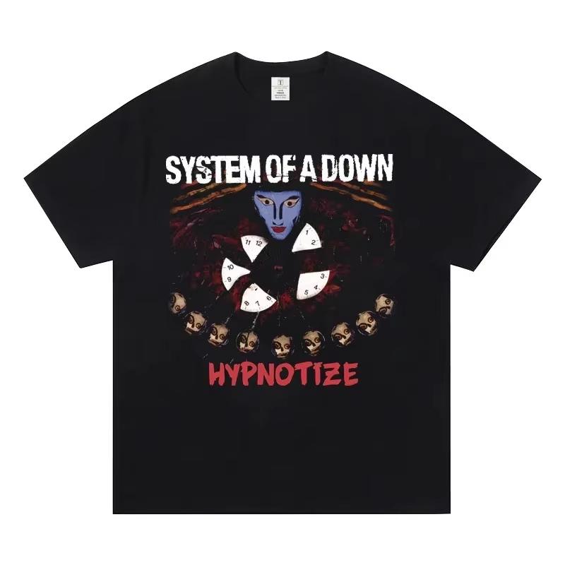 T-shirt Stampata System Of A Down Vintage Anni '90 Metal Rock Oversize Manica Corta Unisex Unisex Unisex Streetwear Casual Top Estivo