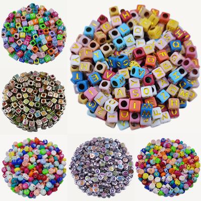 Colorful Letter Loose Beads Pendant Unisex For Jewelry Making Candy Color 50Pcs 6/7mm Necklace Bracelet Acrylic DIY Crafts