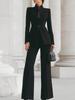2026 Women's European & American Long Sleeve Solid Color Blazer & Pants Two-Piece Set with Pocket