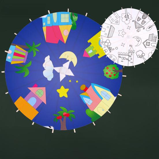 DIY Coloring Paper Umbrella with Bamboo Handle Handmade Chinese Oiled Paper Umbrella White Paper Umbrella Japanese Parasol Decoration