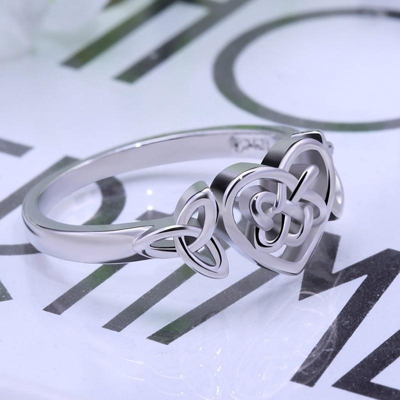 Celtic Knot Heart Design Ring Fashion Simple Eternity Wedding Band Jewelry Gift For Women Birthday Valentine's Day Anniversary