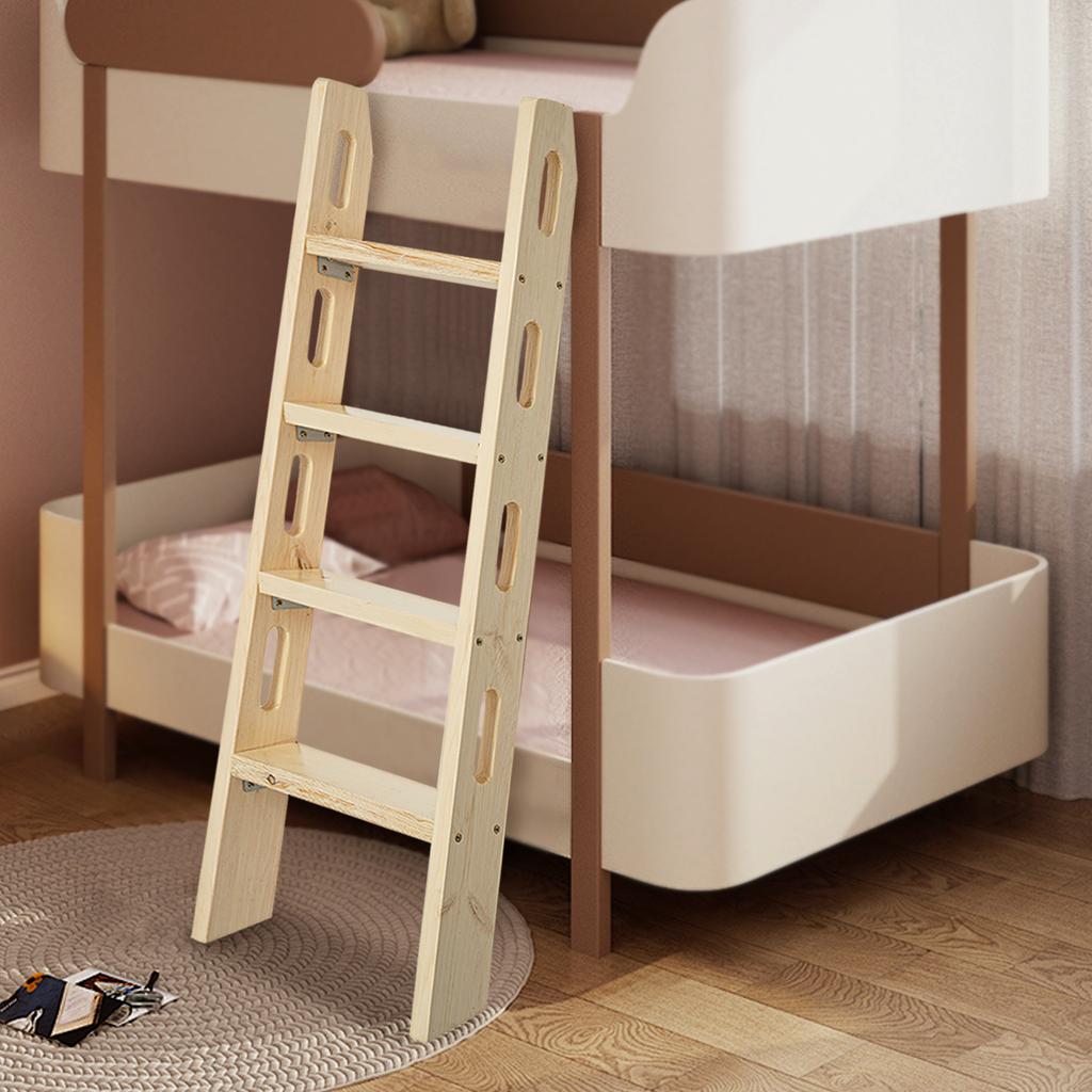 4-Step Wooden Ladder for Loft & Bunk Bed, 28mm Thick Board, Supports 220 lbs, Durable Multi-Use Home Ladder for Adults