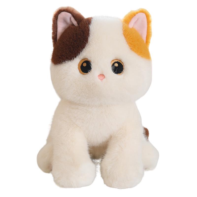 Cute Cat Plush Toy Trio: Siamese, Black, and Calico Soothing Dolls for Kids