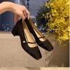 Shoes Sparkling Sequins Square Head with Thick Heel Mary Jane Shoes