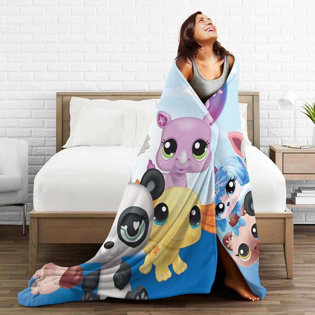 Warm Soft Blanket Camping Littlest Pet Shop Throw Blanket  Flannel Bedspread For Outdoor Novelty Sofa Bed Cover
