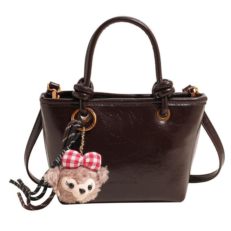 New Autumn and Winter Maillard Bag Women's Retro Versatile Hand Carry Shoulder Messenger Bag Bucket Bag