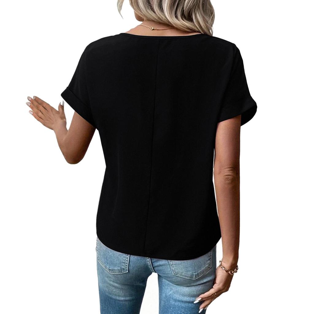 Γυναικεία Καλοκαιρινά Τοπ Μπλούζες με Λαιμόκοψη V Επίσημο Καθημερινό Τοπ με Φερμουάρ Άνετη Εφαρμογή