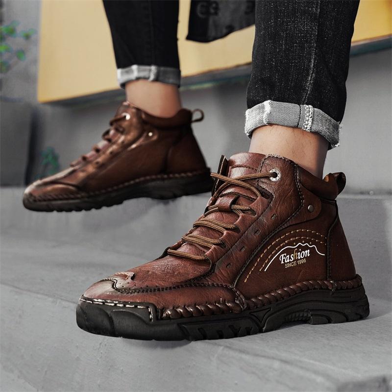 38-48 Men’s Boots High Top Leather Shoes Outdoor Large Size Autumn/winter Handmade Ankle Boots