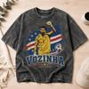 2026 Venda Quente Moda de Verão Tendência Camiseta Vozinha Segurando Bandeira de Cabo Verde Círculo Radial Estrela Lavagem Ácida Vintage Camiseta de Algodão