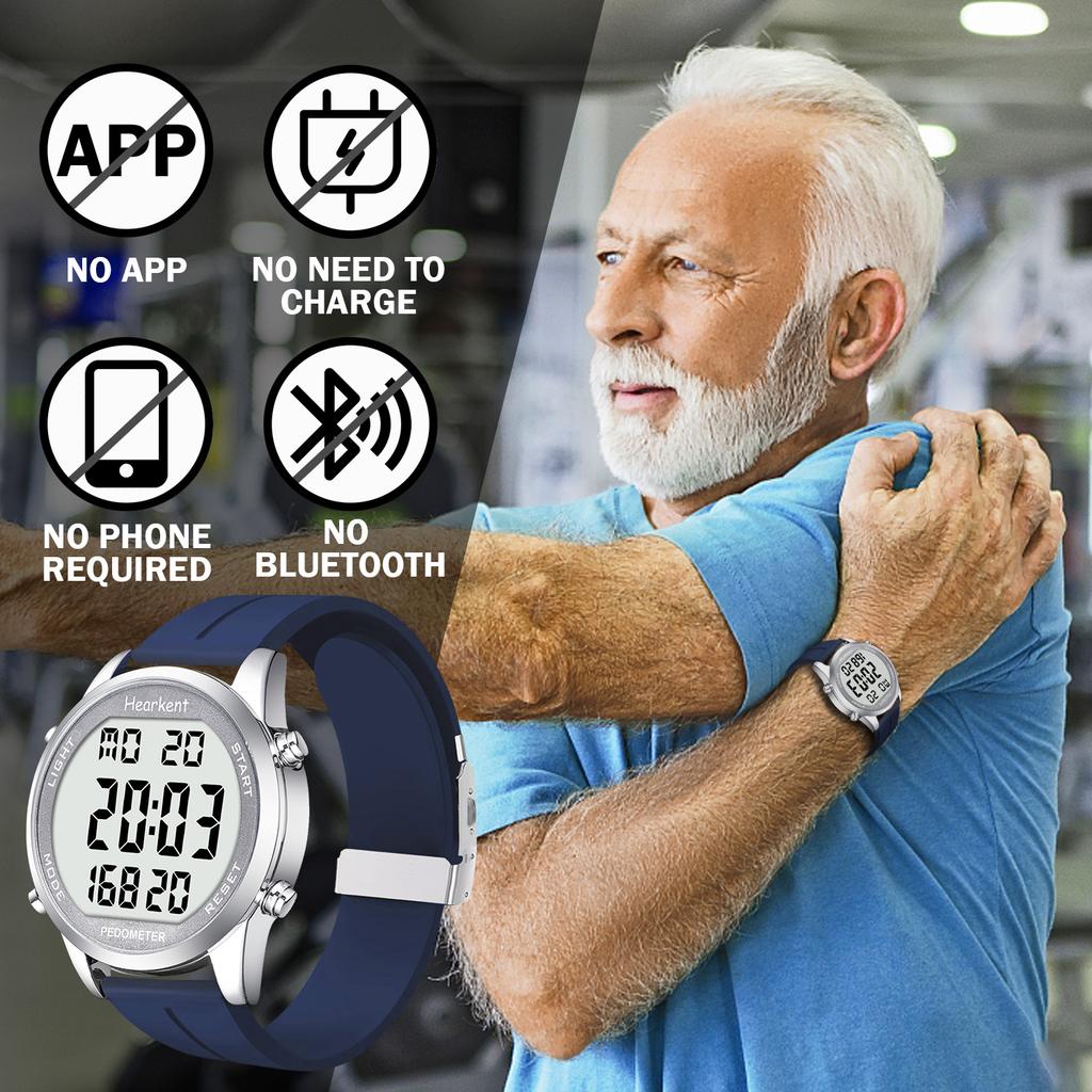 Hearkent Pedometer Watch Men's Digital Watch No Bluetooth Sport Watches Step Calories Counter Walking Fitness Tracker Wristwatch 2