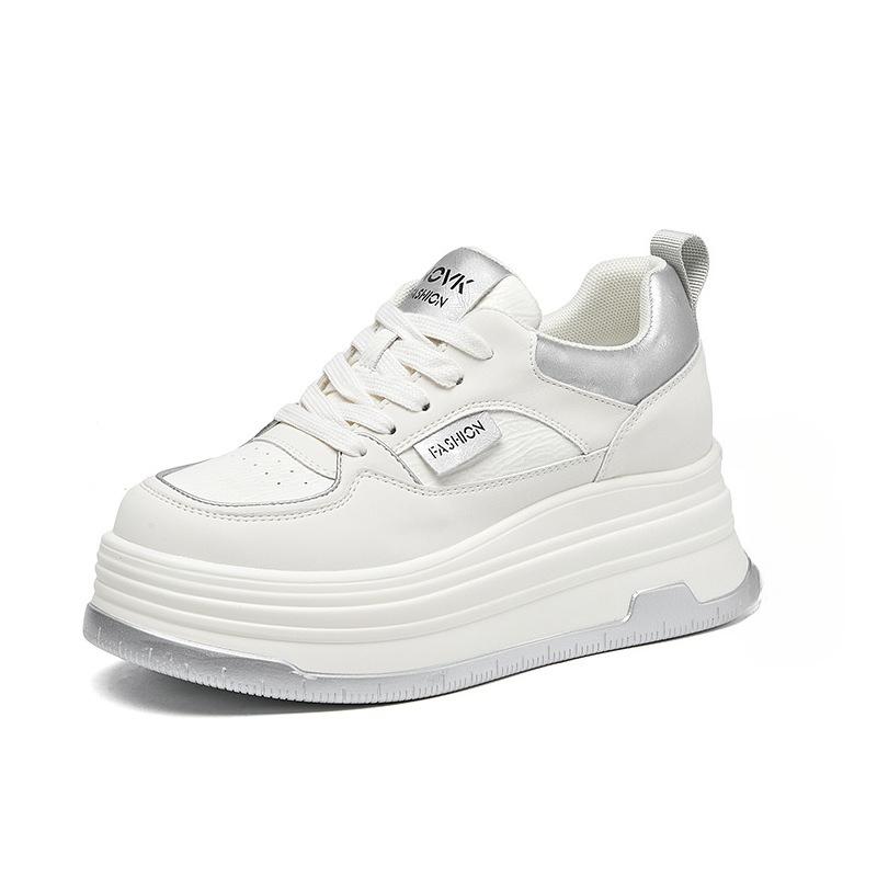 Women's Platform Casual Shoes Autumn Mesh Breathable Comfortable Flats Fashion Lace Up Height Increase Non Slip Vulcanized Shoes